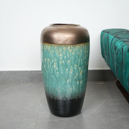 teal green tall ceramic decorative vase for living room