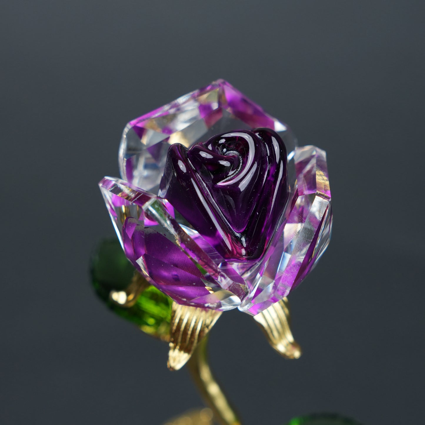 Purple crystal rose on a black background