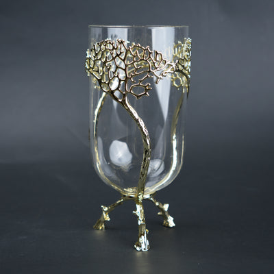 Golden Tree Glass Vase