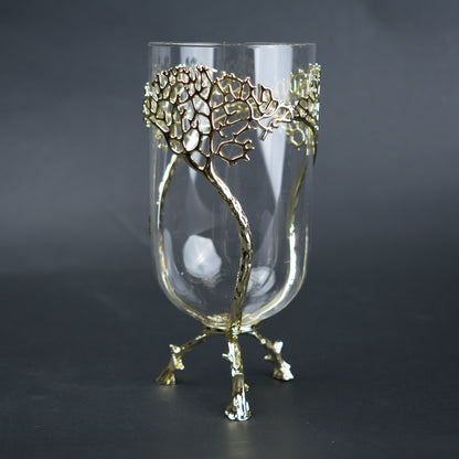 Golden Tree Glass Vase