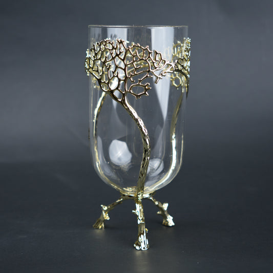 Golden Tree Glass Vase