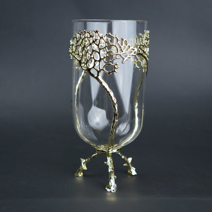 Golden Tree Glass Vase