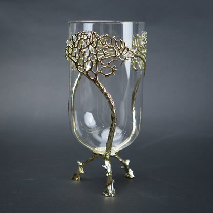 Golden Tree Glass Vase