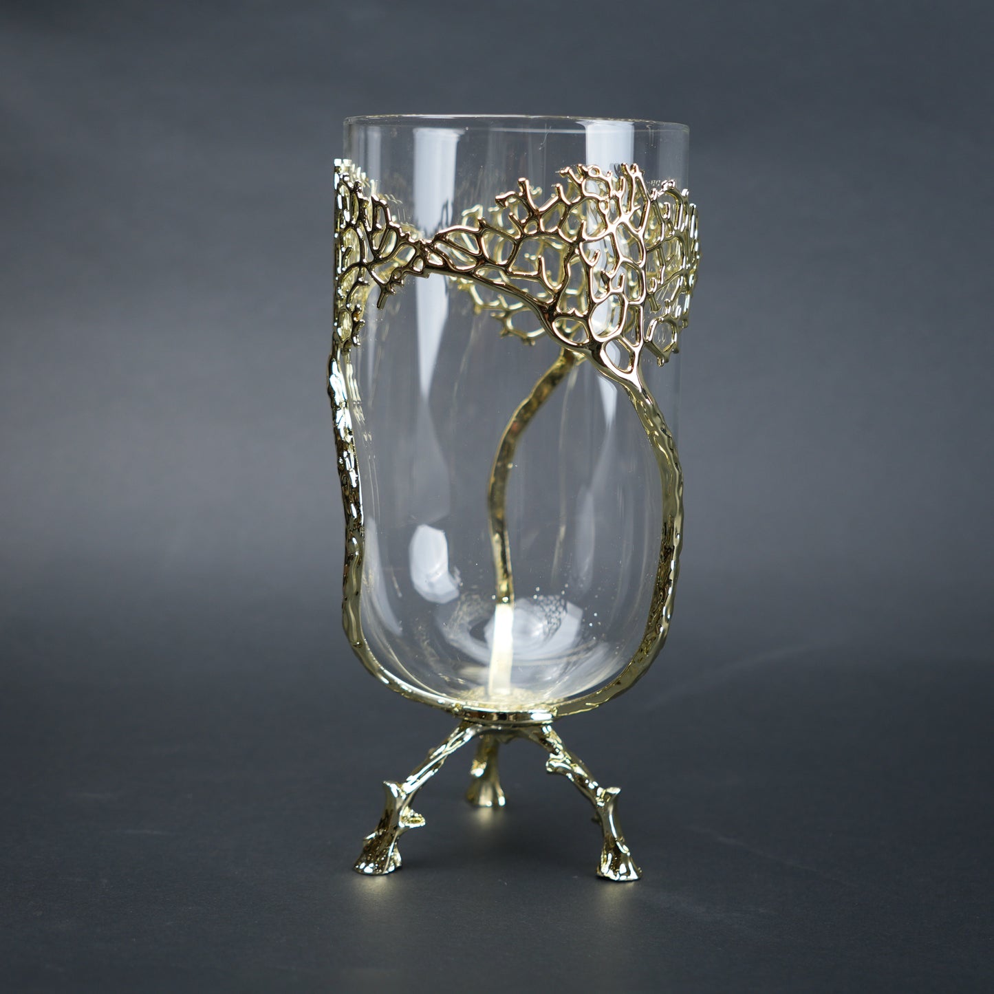 Golden Tree Glass Vase