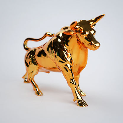 metallic bull statue for console table styling