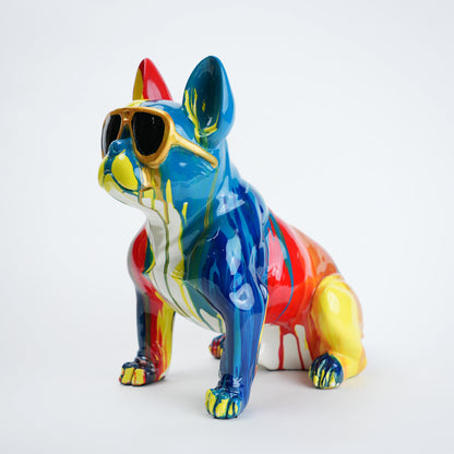 pop art dog sculpture multicolor glossy finish decor