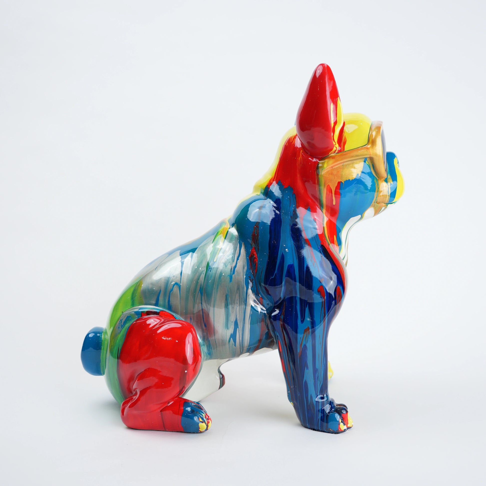 artistic bulldog decor sculpture with sunglasses