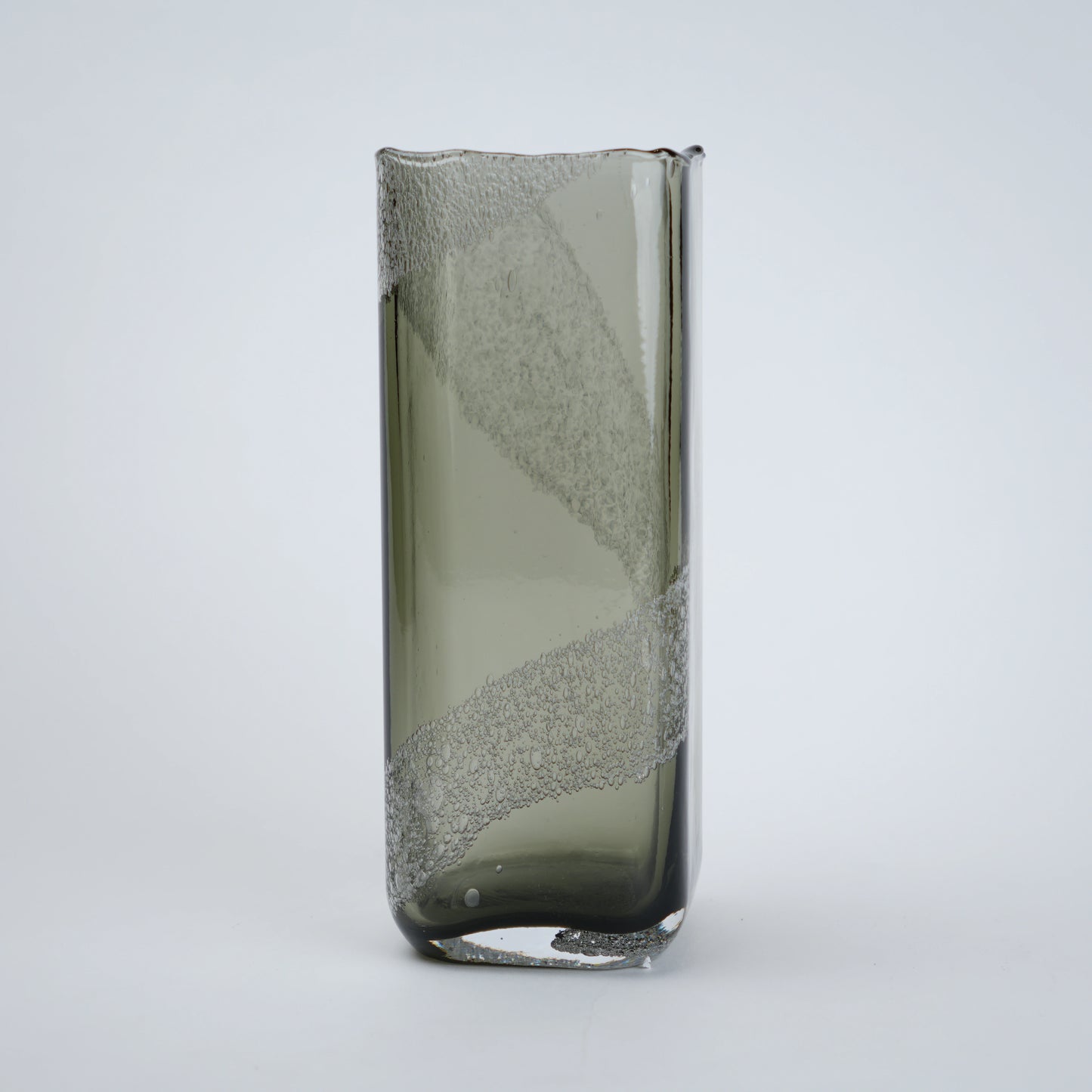 modern cylindrical glass vase textured finish