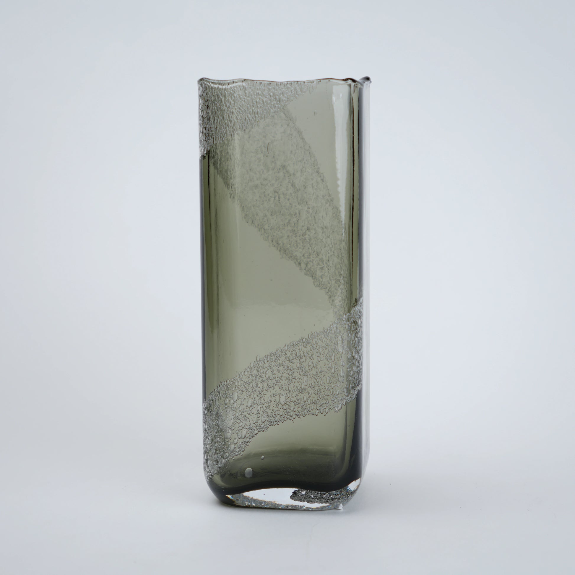 modern cylindrical glass vase textured finish