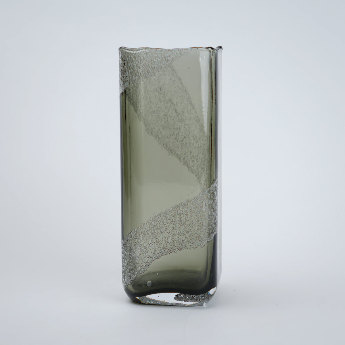 modern cylindrical glass vase textured finish
