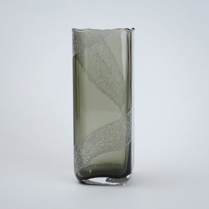 modern cylindrical glass vase textured finish