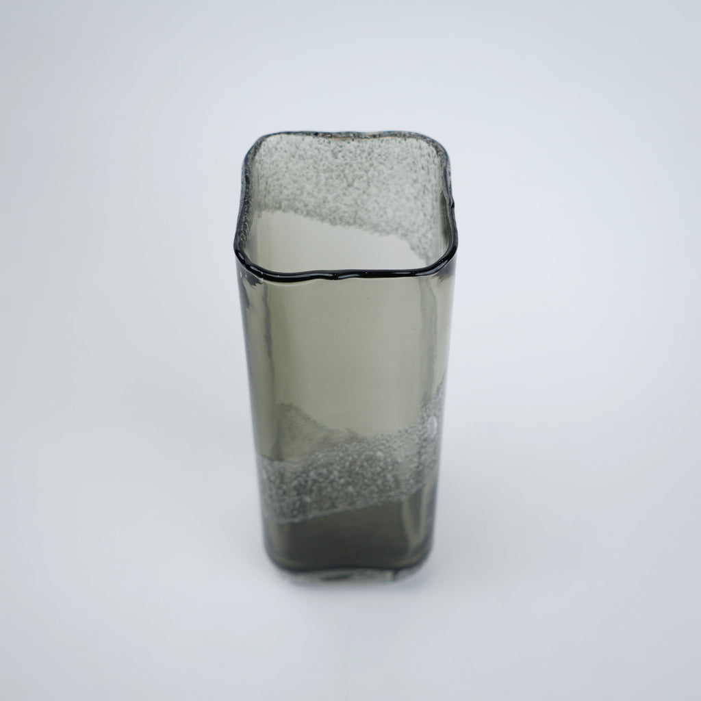 modern cylindrical glass vase textured finish