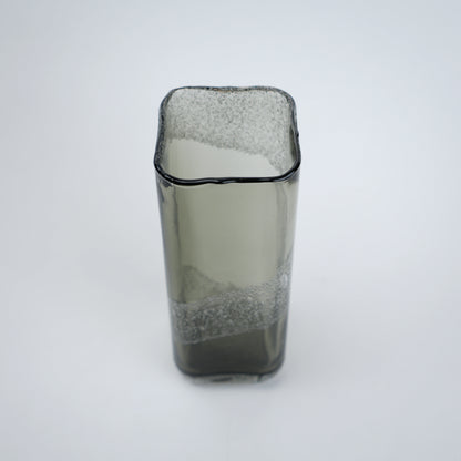 modern cylindrical glass vase textured finish