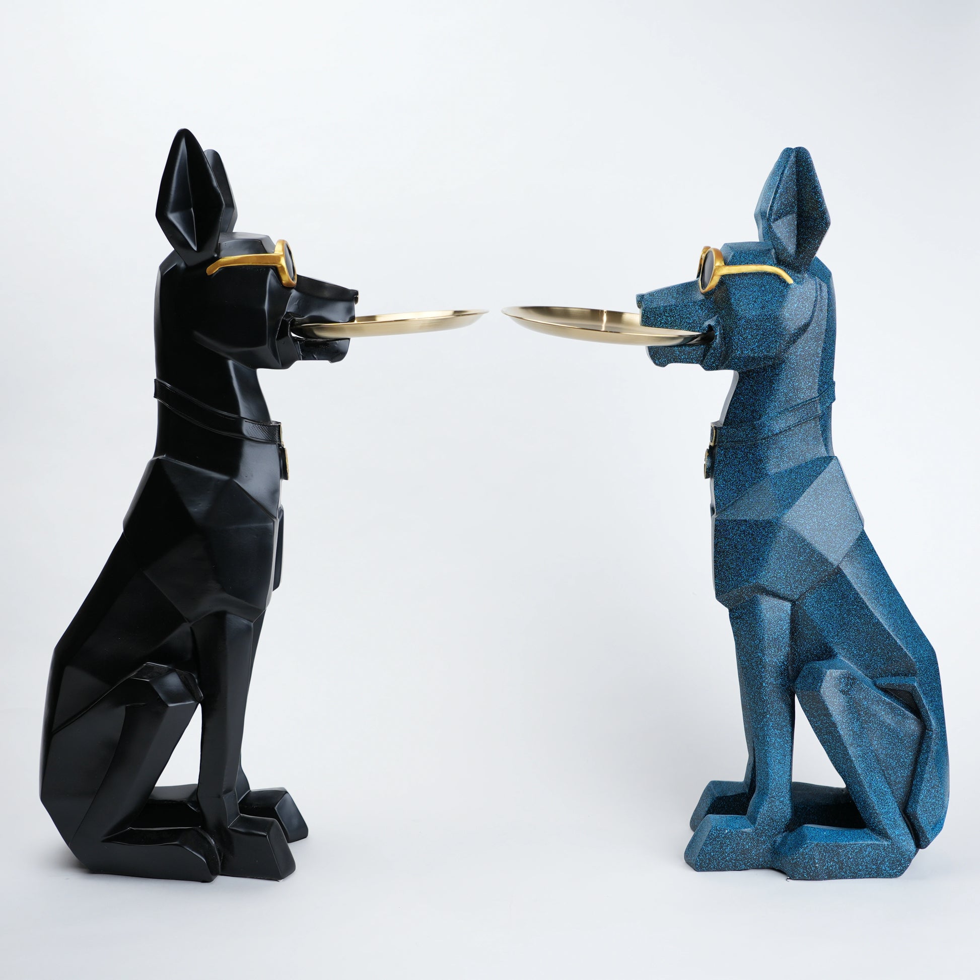modern animal figurine with gold tray home decor