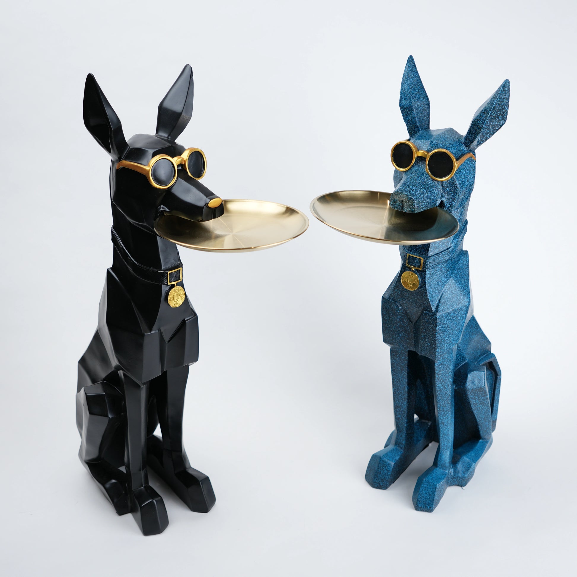 decorative dog statue with tray for console table