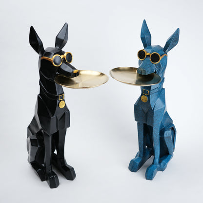 decorative dog statue with tray for console table
