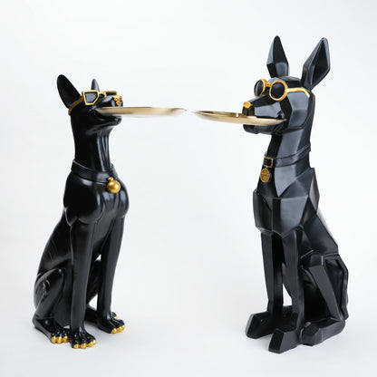 dog butler decor tray figurine black modern home decor