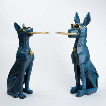 modern animal figurine with gold tray home decor
