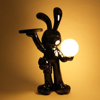 black bunny table lamp with color changing light decor