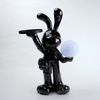 black bunny table lamp with color changing light decor