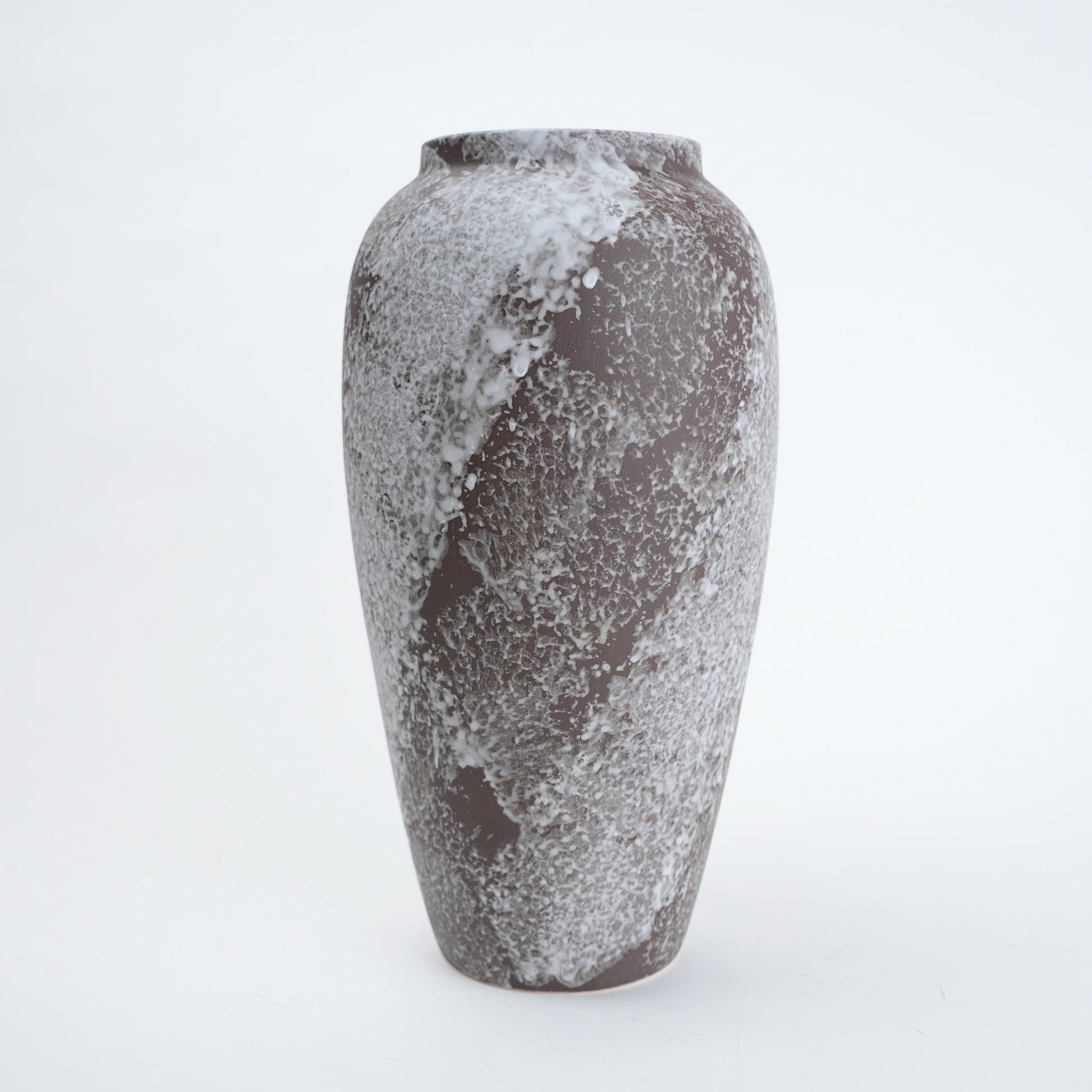 Slim mineral glaze vase, eye-level front