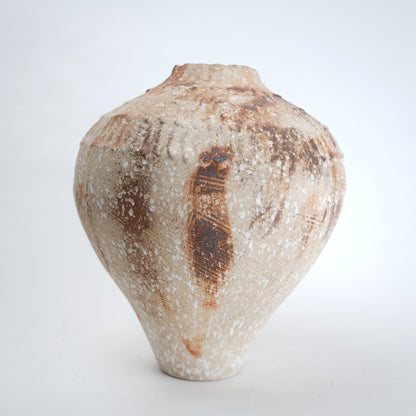 Rust patina ceramic vase with textured earthy finish available in small and large sizes for home decor