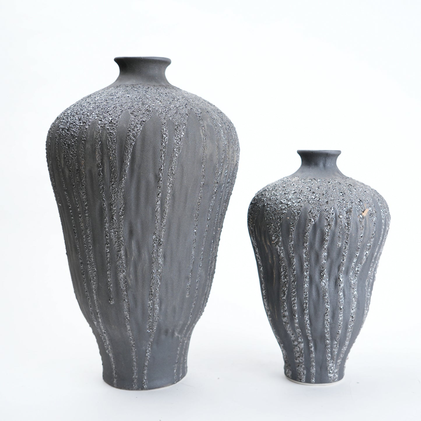 Textured gray vase