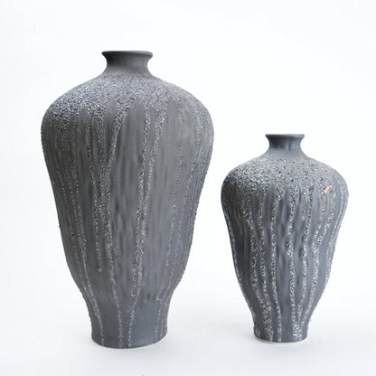 Textured gray vase