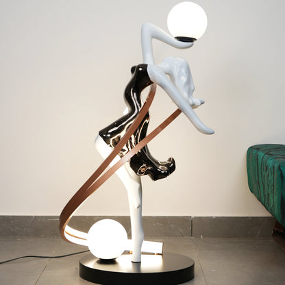 designer sculpture floor lamp dual tone artistic lighting decor