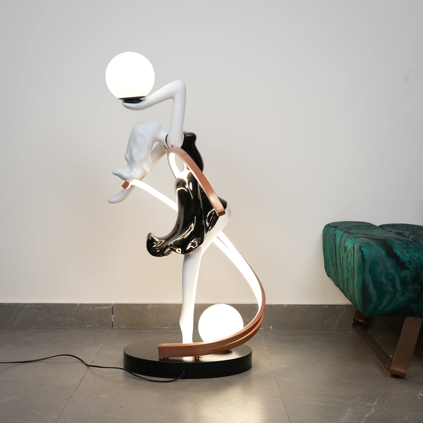 designer sculpture floor lamp dual tone artistic lighting decor