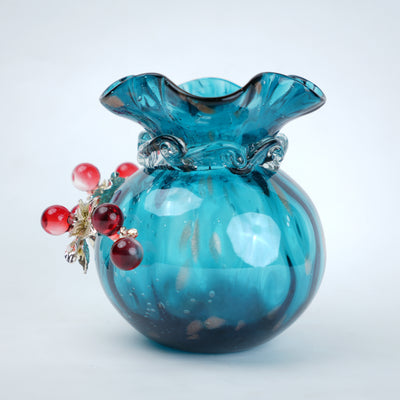 Aqua Bloom Glass Vase