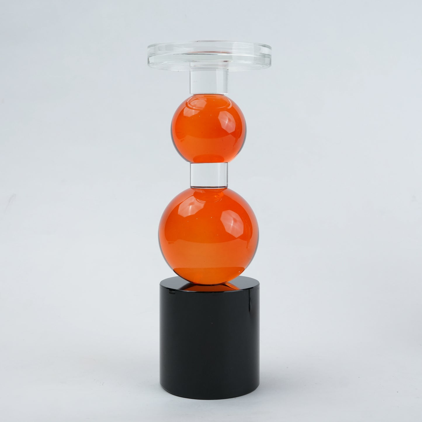 Orb candle holder, two amber, front shot