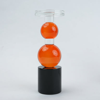 Orb candle holder, two amber, front shot