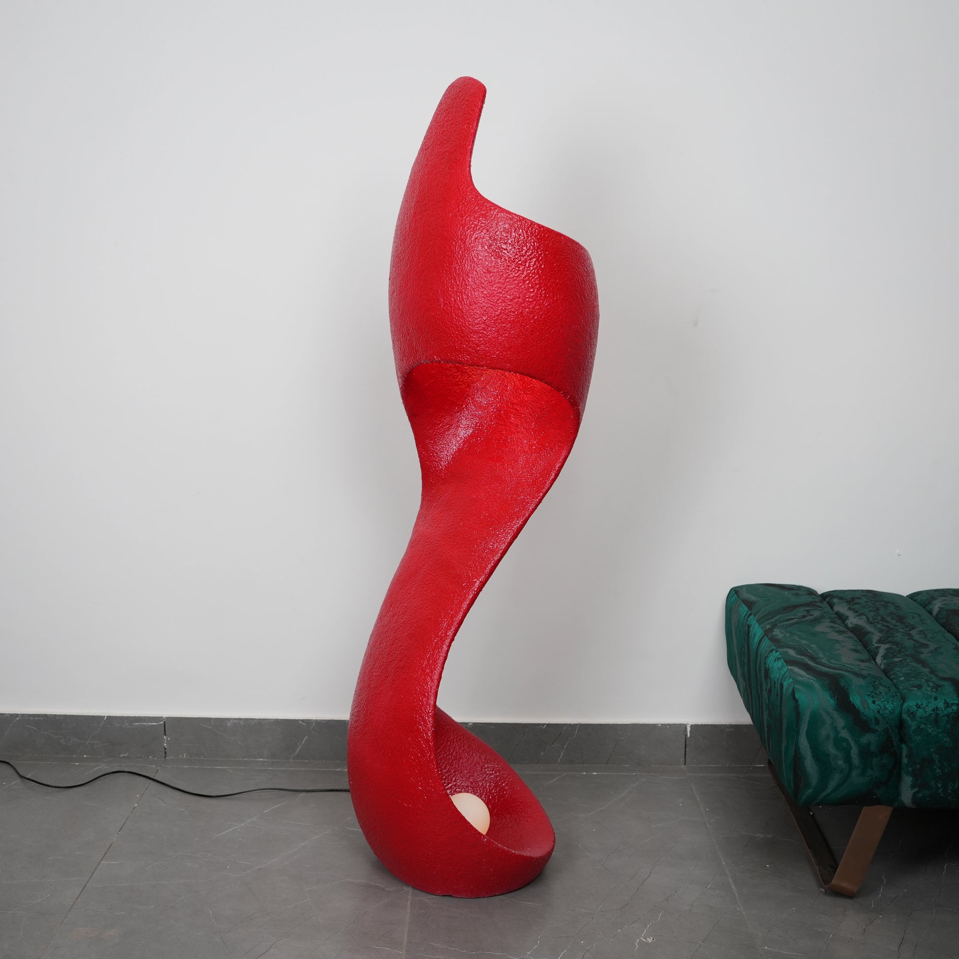 designer curved floor lamp with ambient light
