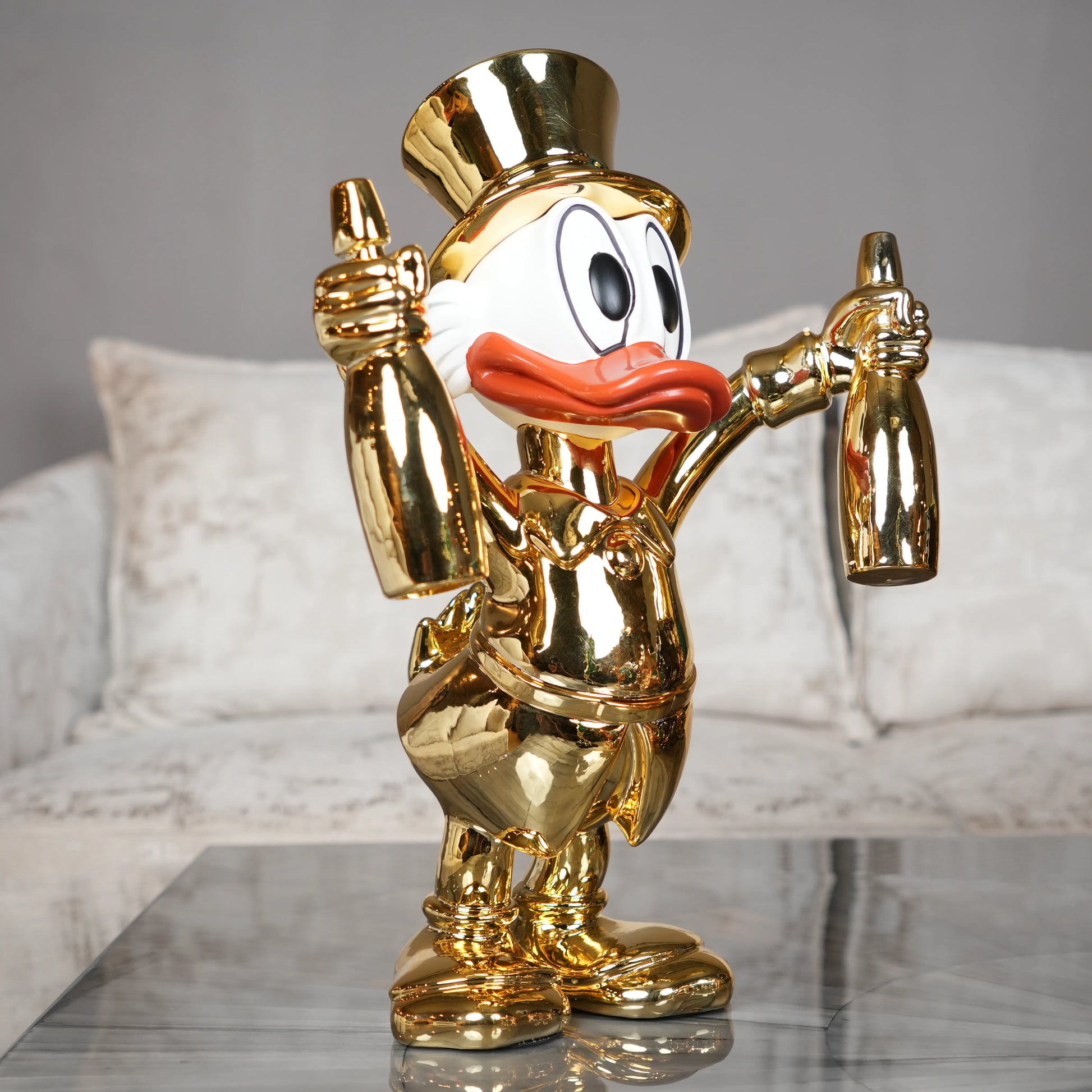 gold decorative duck statue for modern home interiors