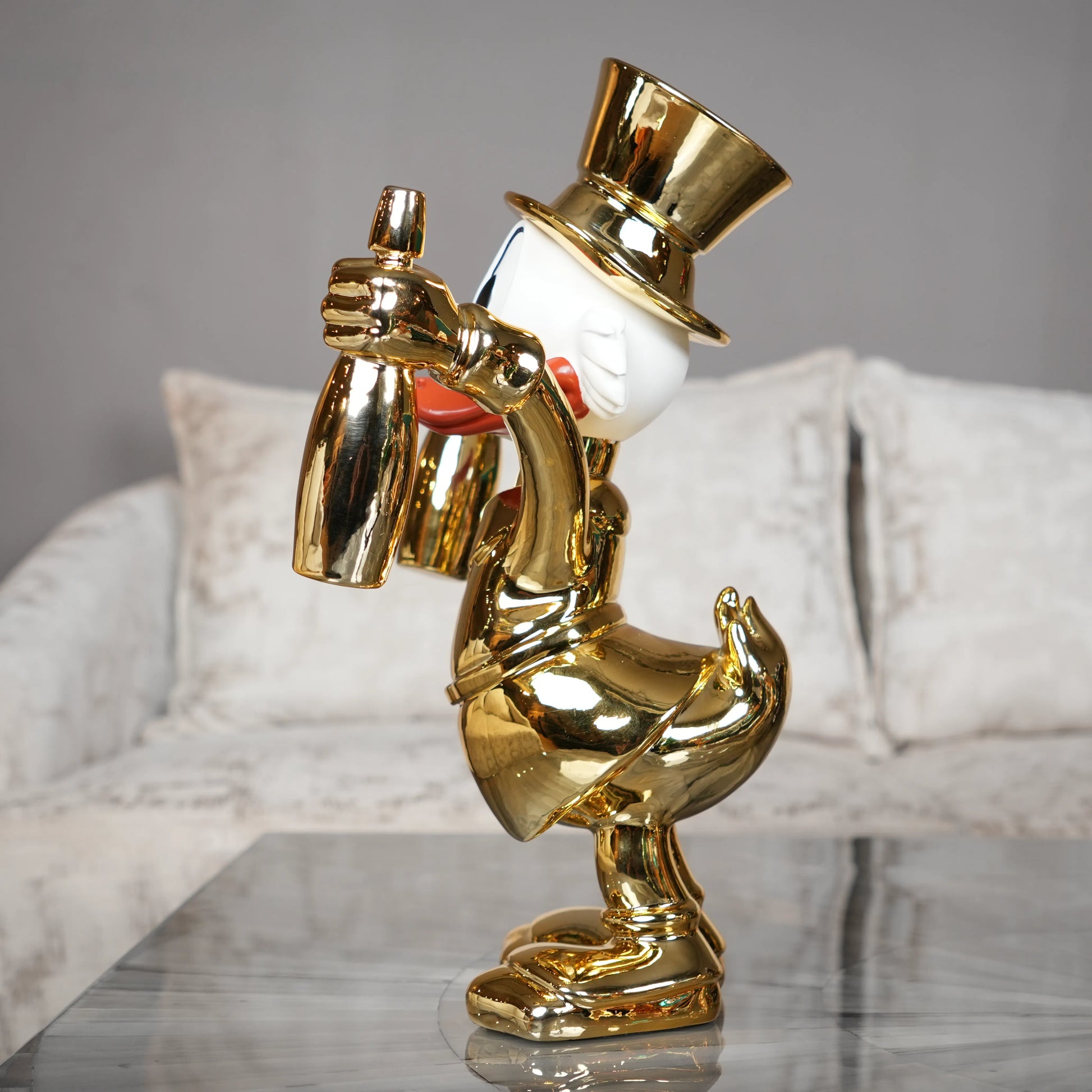 gold decorative duck statue for modern home interiors