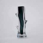 Clear glass stem vase with a branch-like shape and an inner core detail.