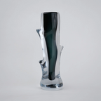 Clear glass stem vase with a branch-like shape and an inner core detail.