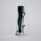 Dark teal stem vase front w/ side protrusions