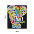 Colorful elephant canvas painting with vibrant geometric artwork for modern luxury wall décor interiors