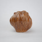 Brown textured ceramic vases with three unique shapes for modern rustic home decor styling
