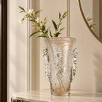 Champagne glass vase w/ copper fleck drip ribs