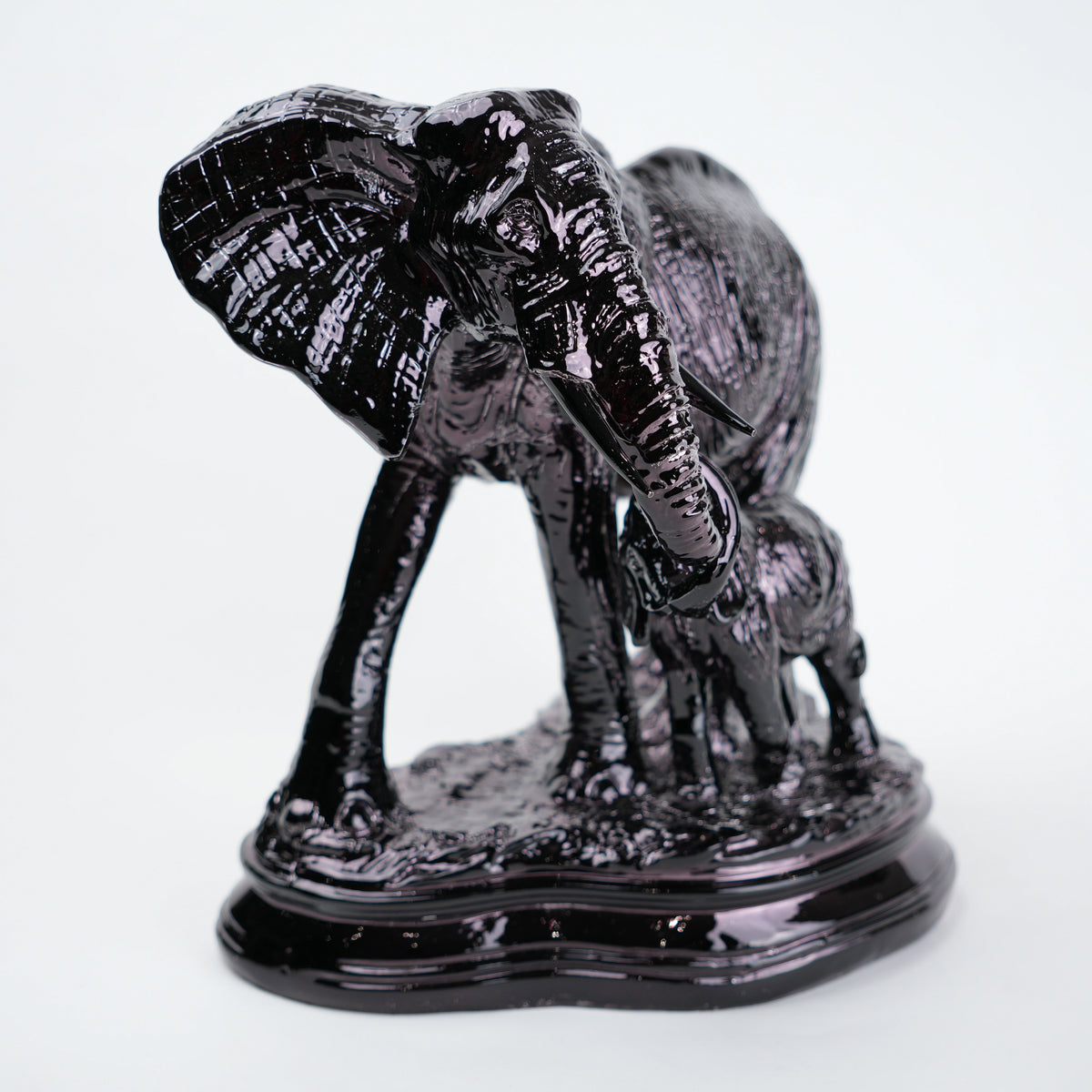 black elephant family figurine modern tabletop decor