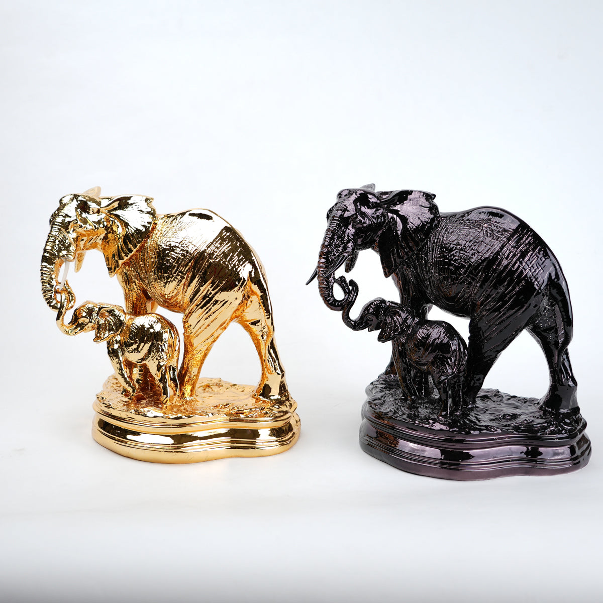 gold and black elephant family decor showpiece luxury home accent