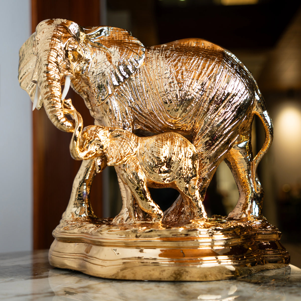 Modern elephant family decor piece for living room styling