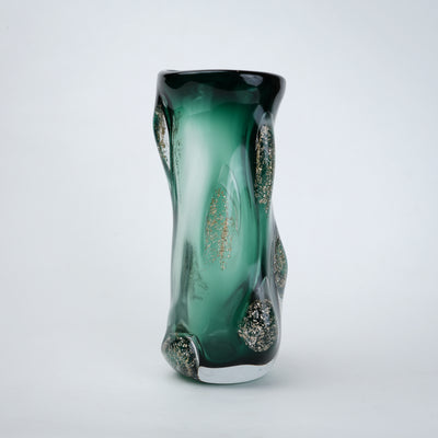 Emerald Aura Glass Vase