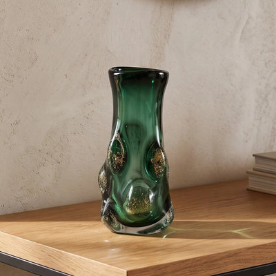 Emerald Aura Glass Vase
