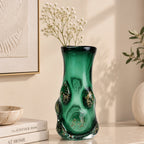 Emerald Aura Glass Vase