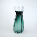 Emerald green glass vase with crown rim design available in small and big sizes for modern decor
