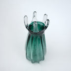 Emerald green glass vase with crown rim design available in small and big sizes for modern decor